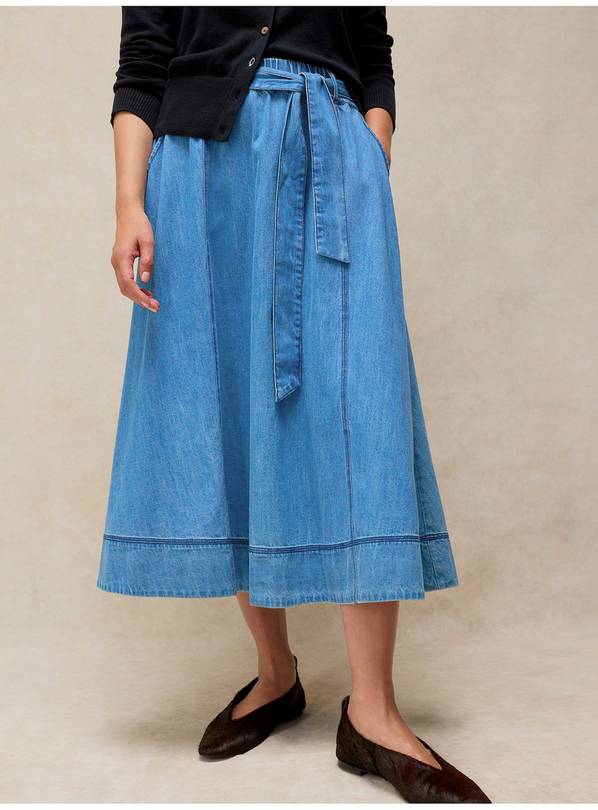 WHITE STUFF Krystin Denim Midi Skirt 10